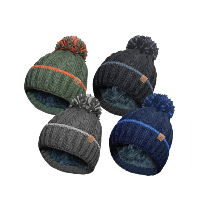 ADULT BOBBLE HAT - SHERPA LINED