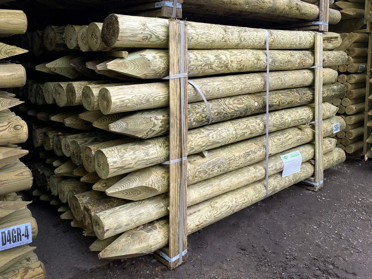 100-125MM NATURAL PEELED UC4 KILN DRIED REDWOOD PRO POST