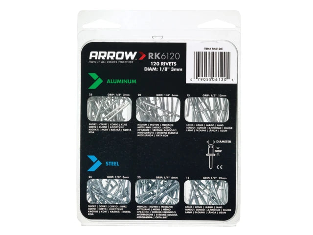 ARROW MULTI RIVET PACK 120 QTY