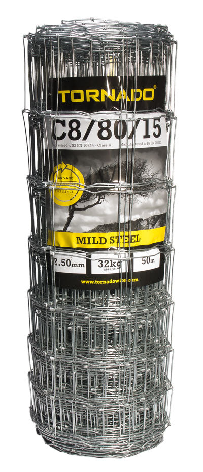 TORNADO STOCKFENCE C8/80/15 50MTR LIVESTOCK MILD STEEL