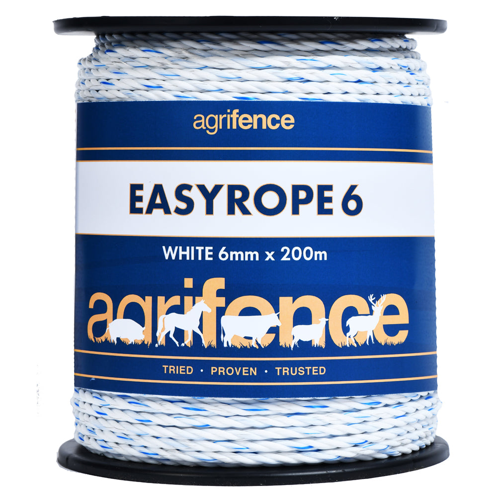 AGRIFENCE EASYROPE 6 WHITE PADDOCK ROPE X 200M
