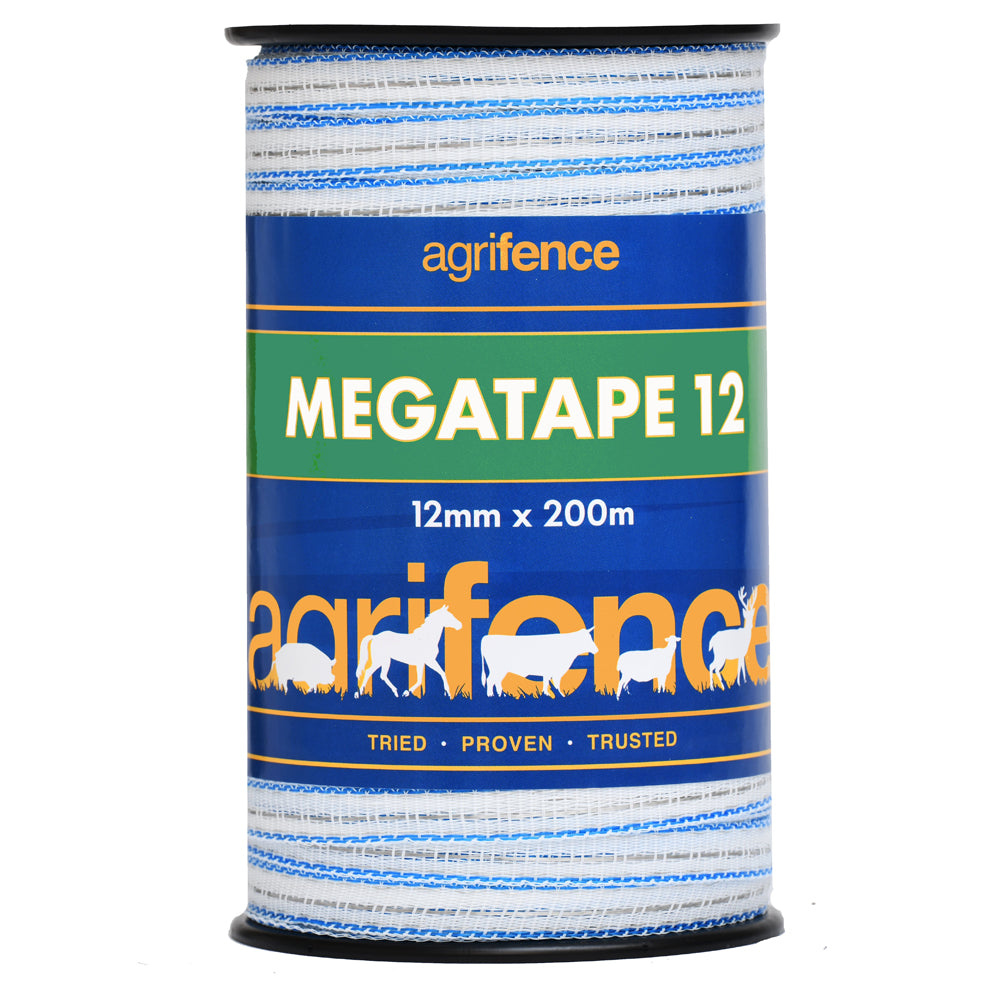 AGRIFENCE MEGATAPE 12 WHITE REINFORCED TAPE 12MM