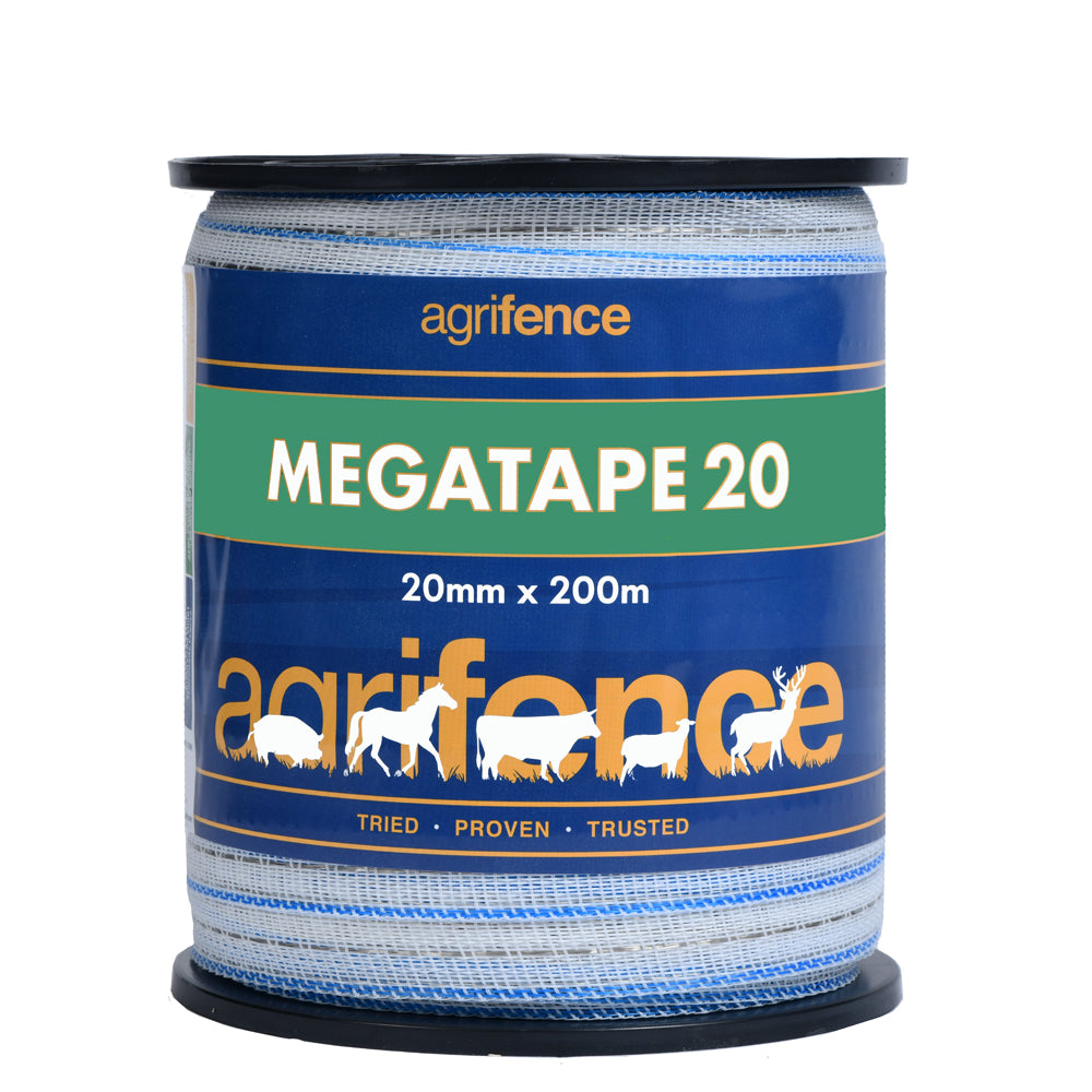 AGRIFENCE MEGATAPE 20 WHITE REINFORCED TAPE 20MM