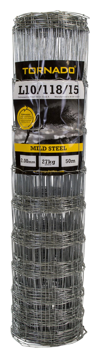 TORNADO STOCKFENCE L10/118/15 50MTR LIVESTOCK LIGHT MILD STEEL