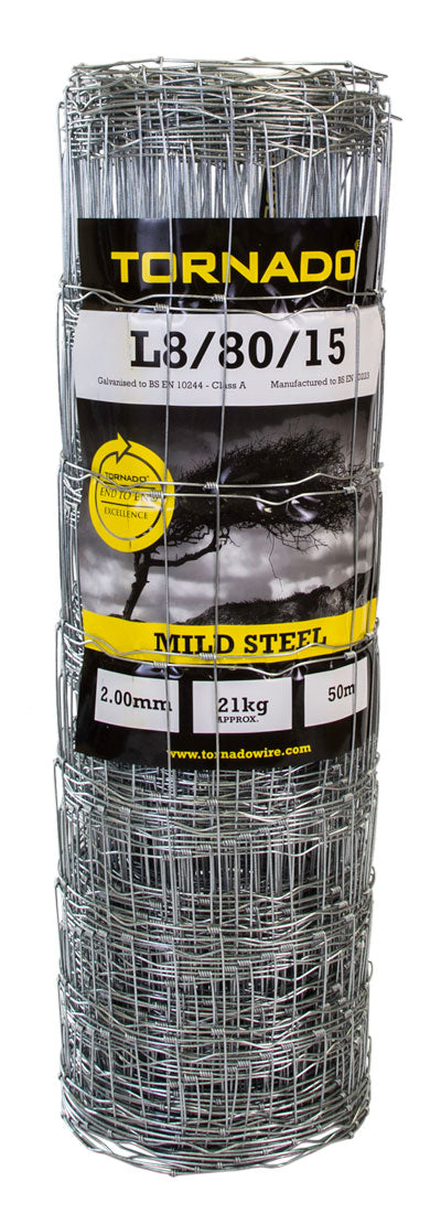 TORNADO STOCKFENCE L8/80/15 50MTR LIVESTOCK LIGHT MILD STEEL
