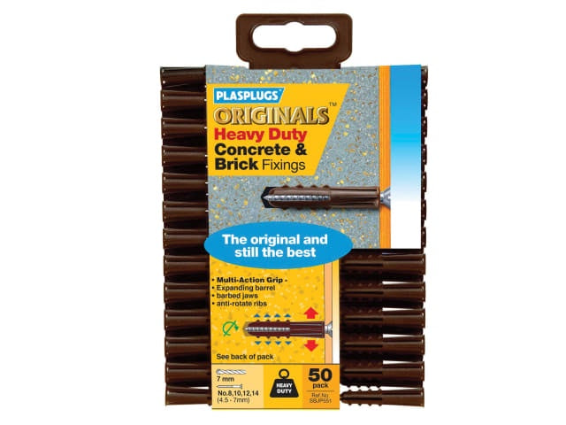 PLASPLUGS ORIGINAL HEAVY DUTY FIXINGS 50 QTY
