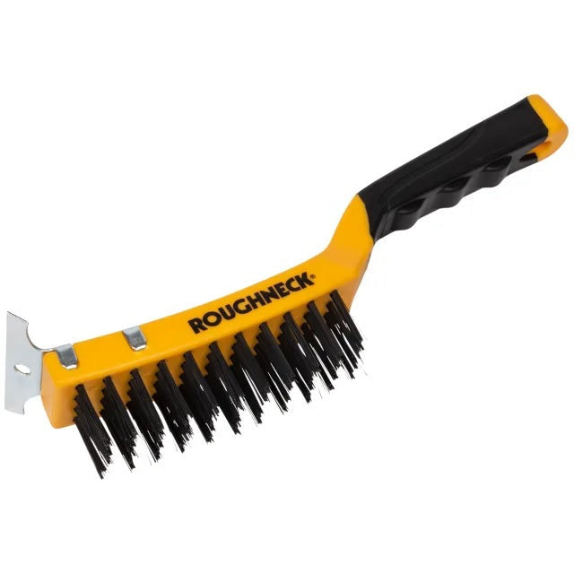 ROUGHNECK CARBON STEEL WIRE BRUSH WITH SCRAPER