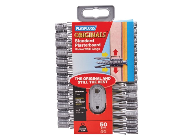 PLASPLUG ORIGINAL PLASTERBOARD FIXINGS 50 QTY