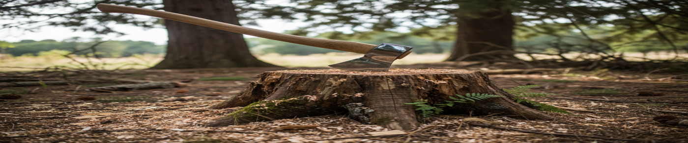 axe in tree stump