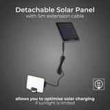 SOLAR FLOODLIGHT 8W 550LM WITH PIR AND DETACHABLE SOLAR PANEL